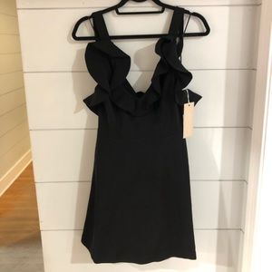 Keepsake black cocktail, ruffle neck Medium (NWT)